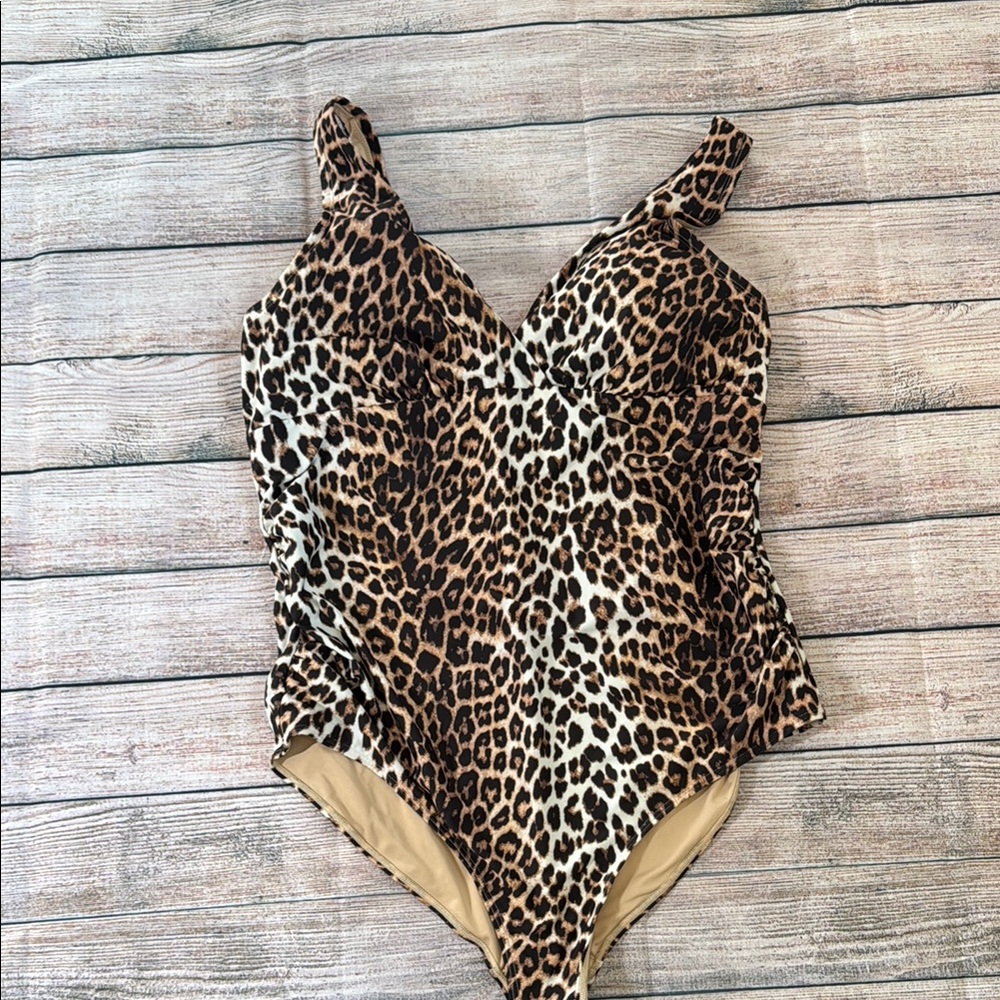 Maternity Leopard Print One-Piece Swimsuit size large